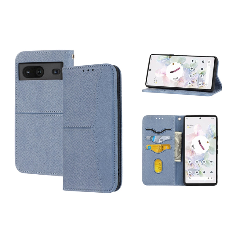 For Google Pixel 7 Woven Texture Stitching Magnetic PU Leather Phone Case