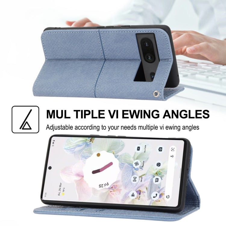For Google Pixel 7 Woven Texture Stitching Magnetic PU Leather Phone Case