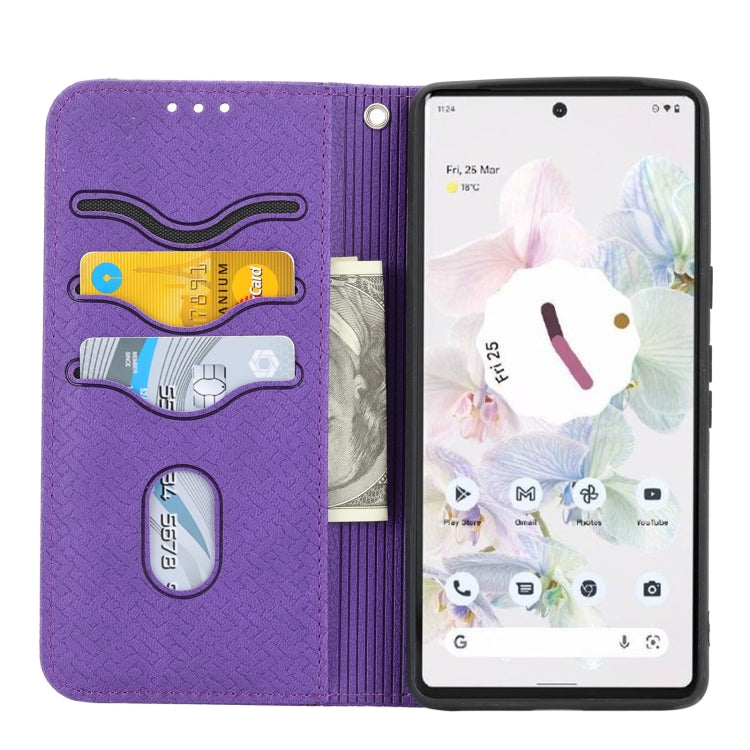 For Google Pixel 7 Woven Texture Stitching Magnetic PU Leather Phone Case