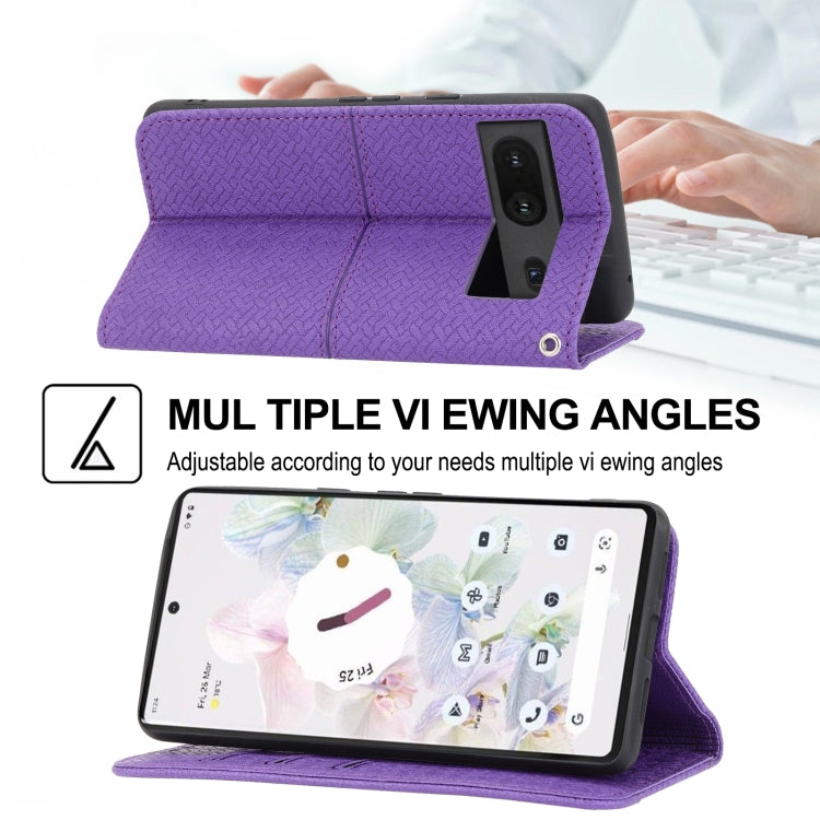 For Google Pixel 7 Woven Texture Stitching Magnetic PU Leather Phone Case