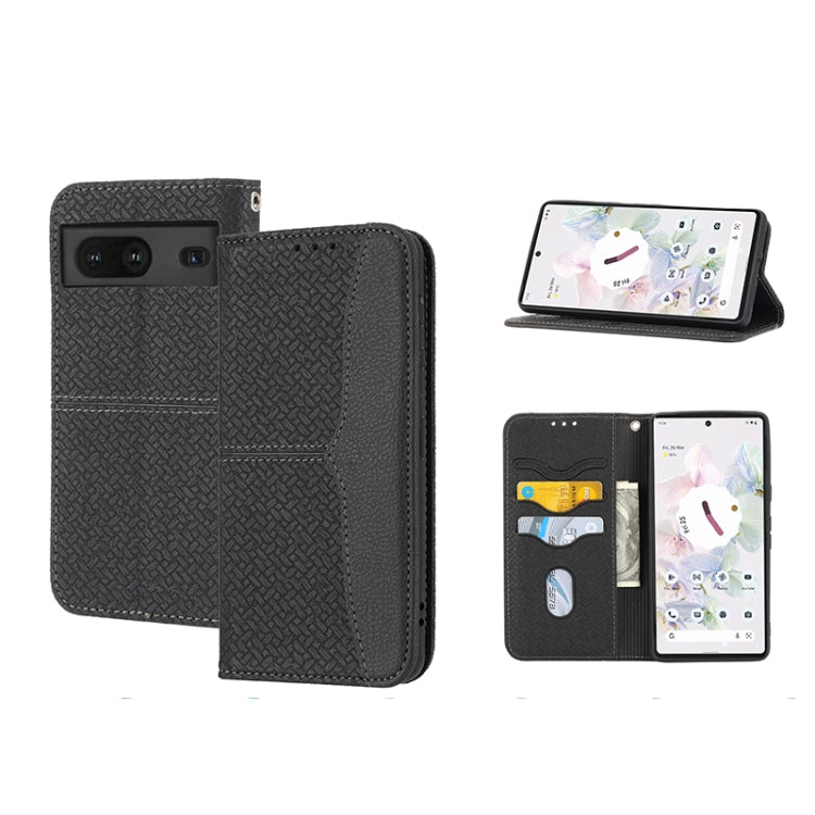 For Google Pixel 7 Woven Texture Stitching Magnetic PU Leather Phone Case
