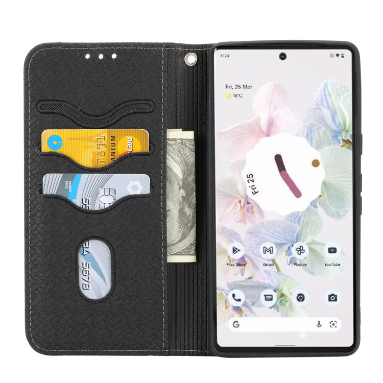 For Google Pixel 7 Woven Texture Stitching Magnetic PU Leather Phone Case