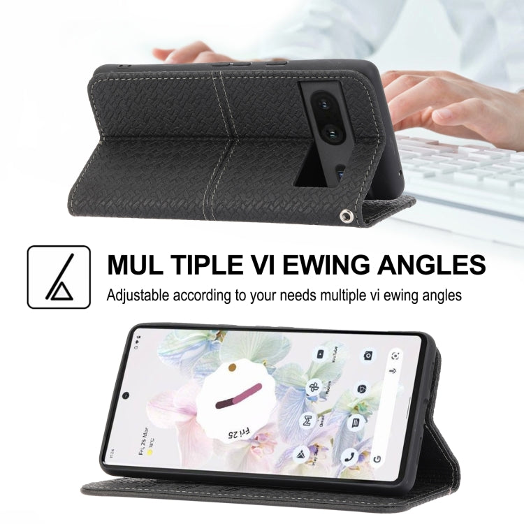 For Google Pixel 7 Woven Texture Stitching Magnetic PU Leather Phone Case