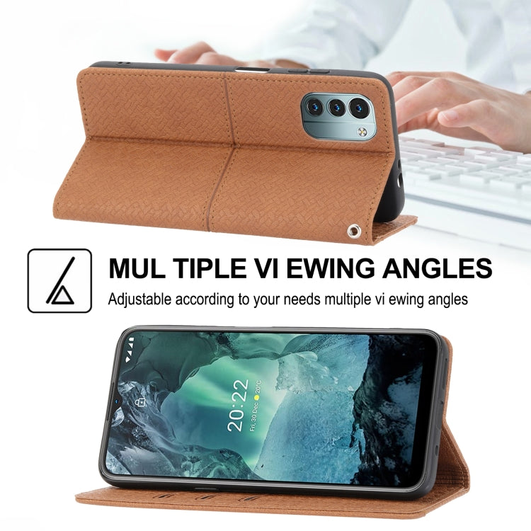 For Nokia G21 / G11 Woven Texture Stitching Magnetic PU Leather Phone Case