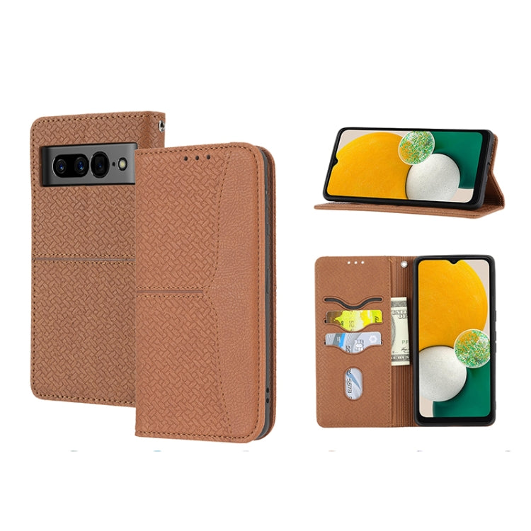 For Google Pixel 7 Pro Woven Texture Stitching Magnetic PU Leather Phone Case