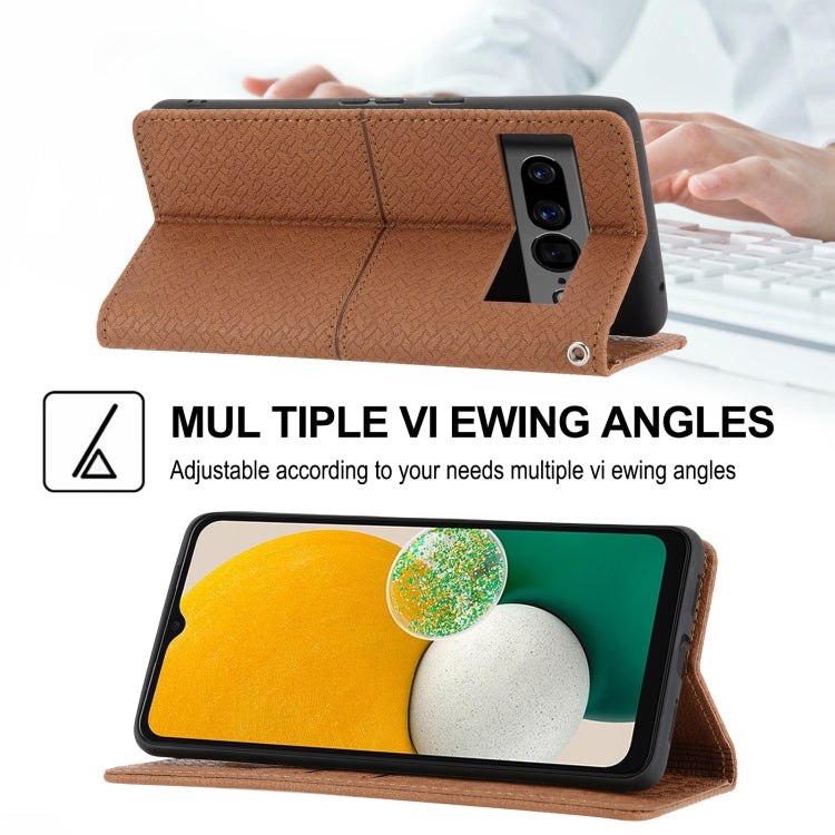For Google Pixel 7 Pro Woven Texture Stitching Magnetic PU Leather Phone Case