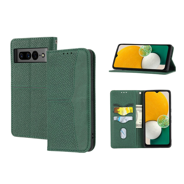 For Google Pixel 7 Pro Woven Texture Stitching Magnetic PU Leather Phone Case