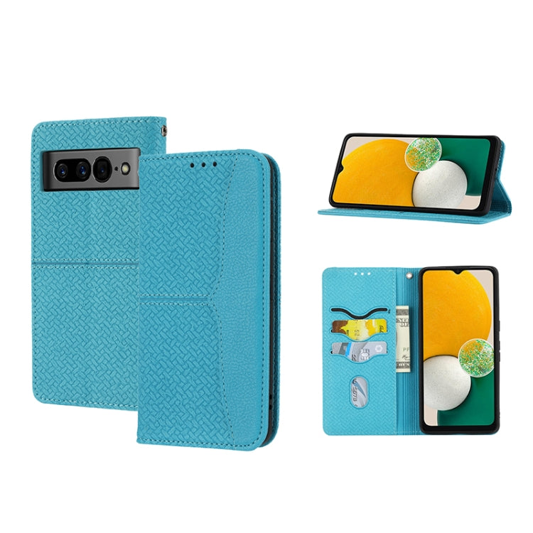 For Google Pixel 7 Pro Woven Texture Stitching Magnetic PU Leather Phone Case