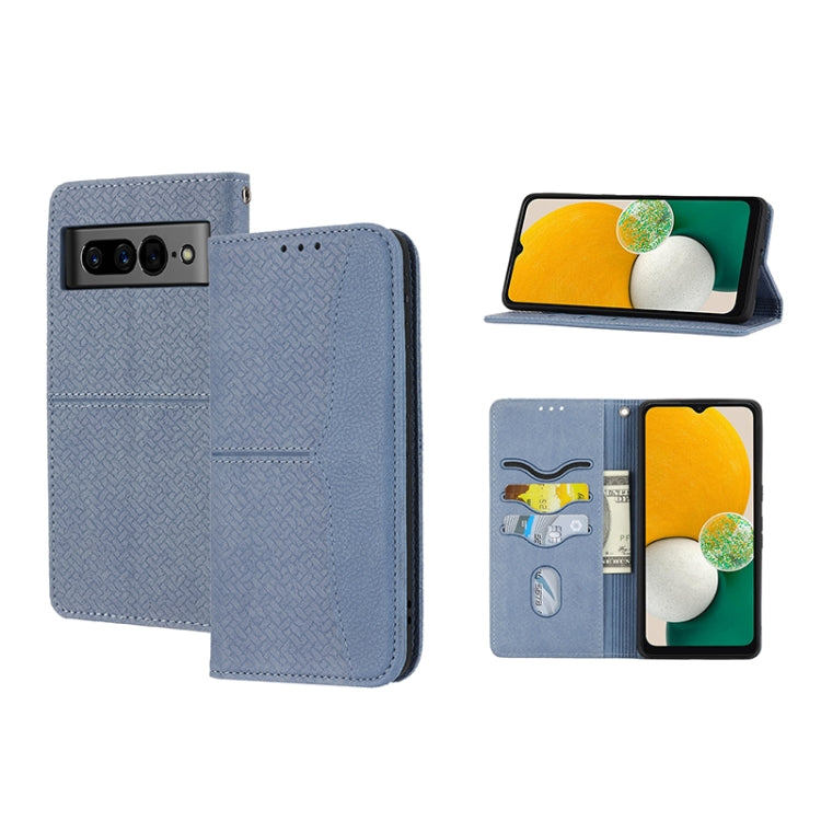 For Google Pixel 7 Pro Woven Texture Stitching Magnetic PU Leather Phone Case