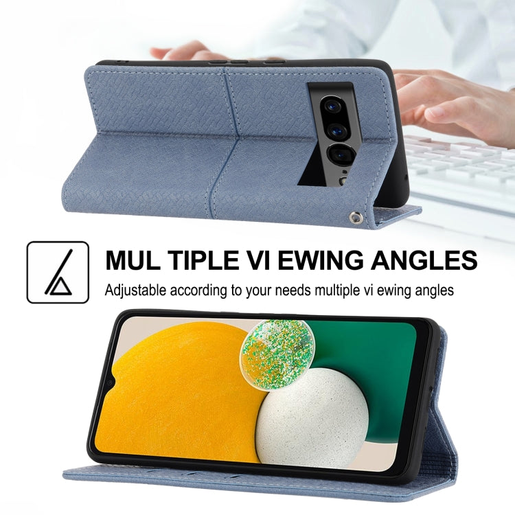 For Google Pixel 7 Pro Woven Texture Stitching Magnetic PU Leather Phone Case