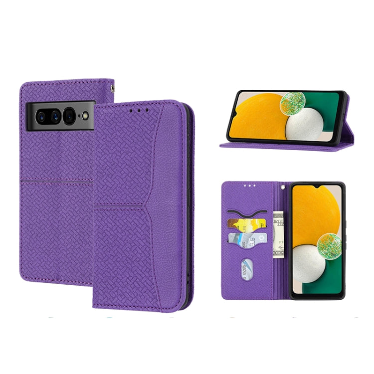 For Google Pixel 7 Pro Woven Texture Stitching Magnetic PU Leather Phone Case
