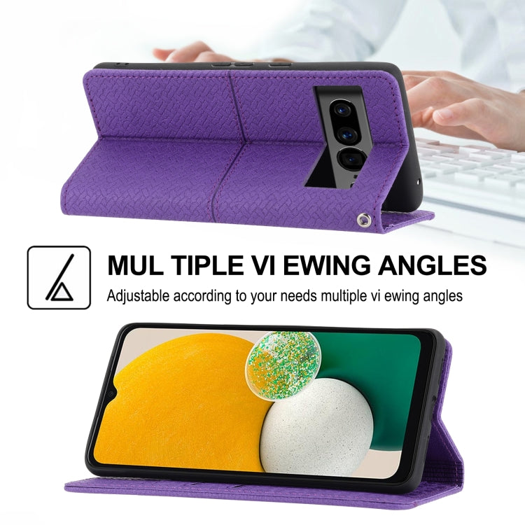 For Google Pixel 7 Pro Woven Texture Stitching Magnetic PU Leather Phone Case