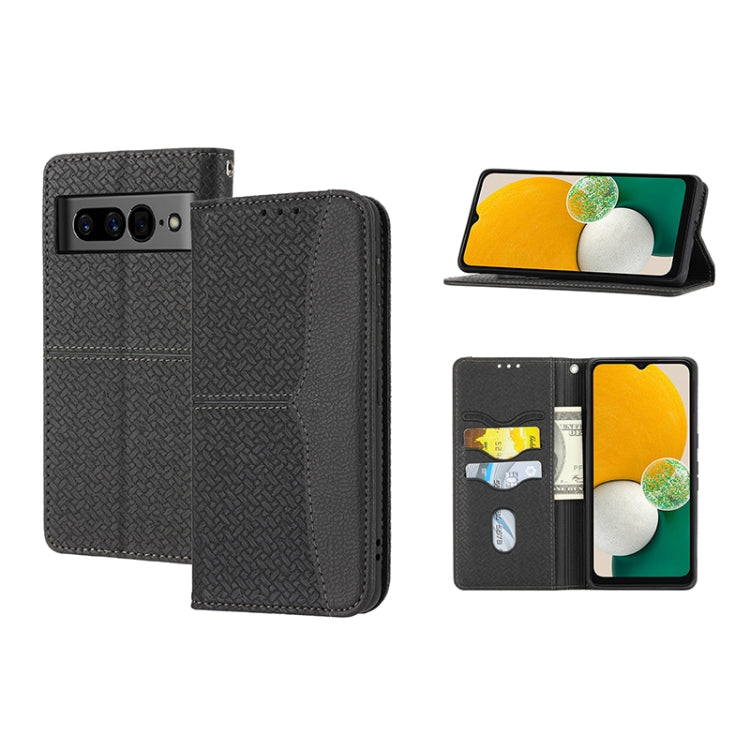 For Google Pixel 7 Pro Woven Texture Stitching Magnetic PU Leather Phone Case