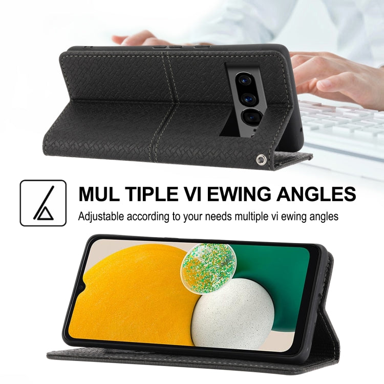 For Google Pixel 7 Pro Woven Texture Stitching Magnetic PU Leather Phone Case