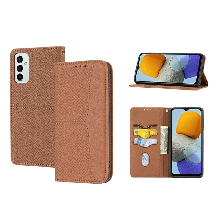 For Samsung Galaxy M23 / F23 5G Japanese Version Woven Texture Stitching Magnetic PU Leather Phone Case