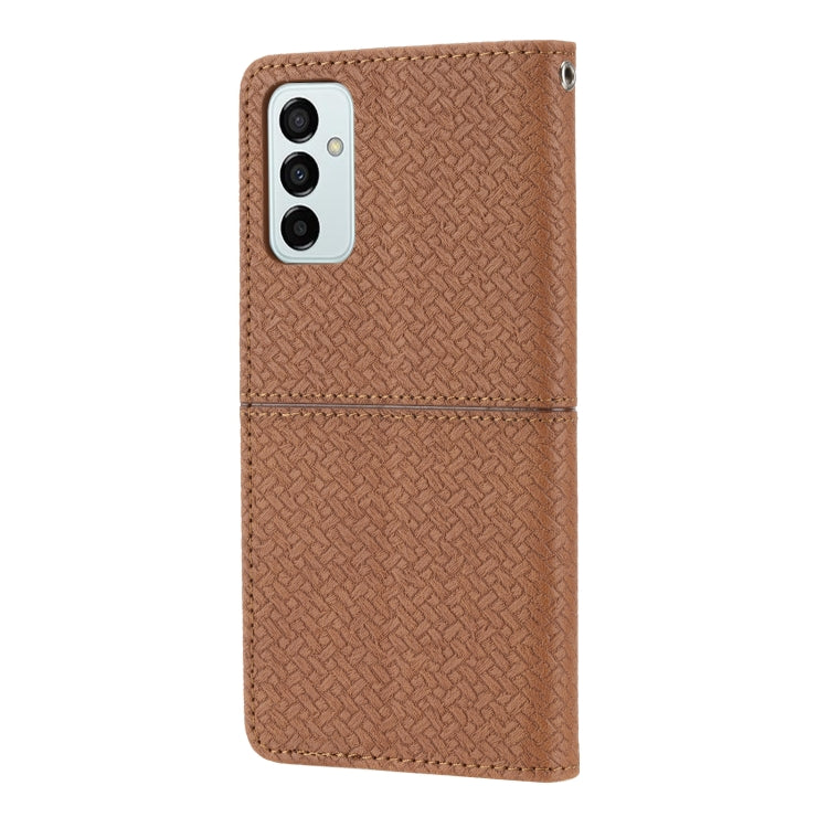 For Samsung Galaxy M23 / F23 5G Japanese Version Woven Texture Stitching Magnetic PU Leather Phone Case