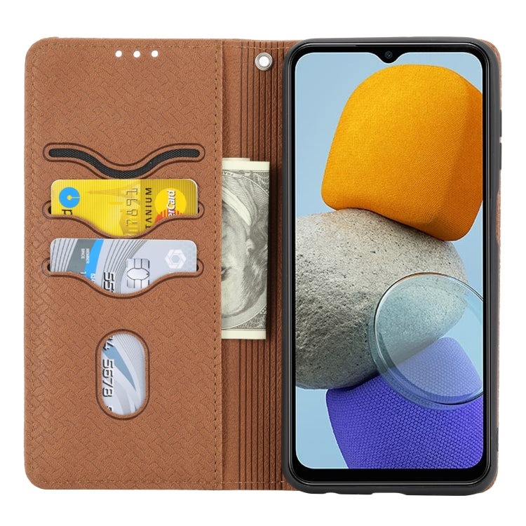 For Samsung Galaxy M23 / F23 5G Japanese Version Woven Texture Stitching Magnetic PU Leather Phone Case