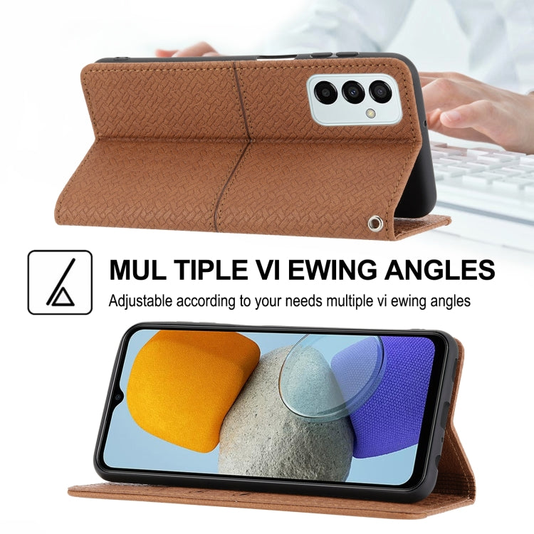 For Samsung Galaxy M23 / F23 5G Japanese Version Woven Texture Stitching Magnetic PU Leather Phone Case