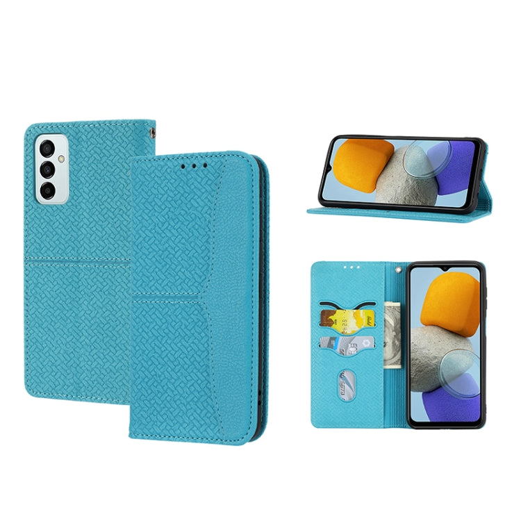 For Samsung Galaxy M23 / F23 5G Japanese Version Woven Texture Stitching Magnetic PU Leather Phone Case