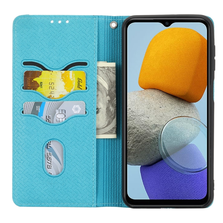 For Samsung Galaxy M23 / F23 5G Japanese Version Woven Texture Stitching Magnetic PU Leather Phone Case