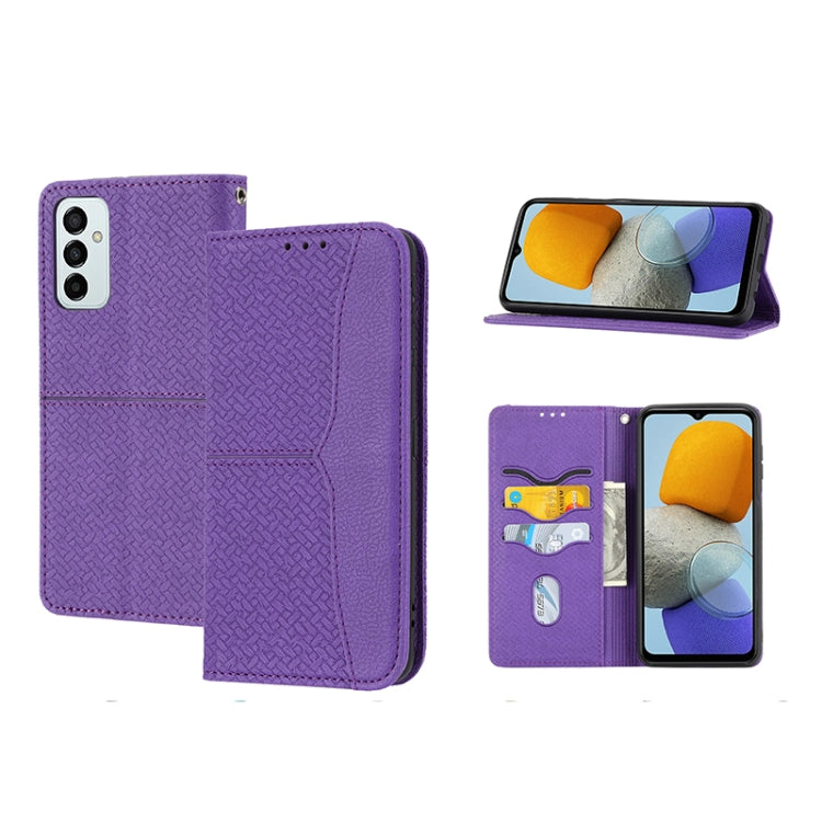 For Samsung Galaxy M23 / F23 5G Japanese Version Woven Texture Stitching Magnetic PU Leather Phone Case