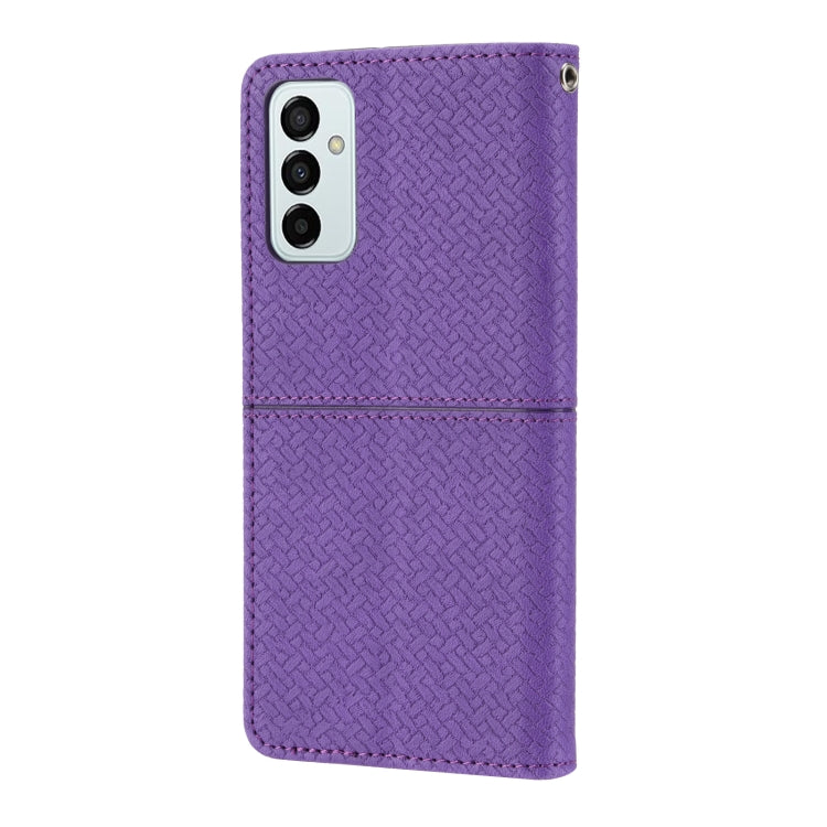 For Samsung Galaxy M23 / F23 5G Japanese Version Woven Texture Stitching Magnetic PU Leather Phone Case