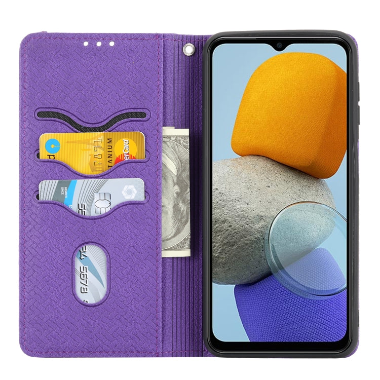 For Samsung Galaxy M23 / F23 5G Japanese Version Woven Texture Stitching Magnetic PU Leather Phone Case