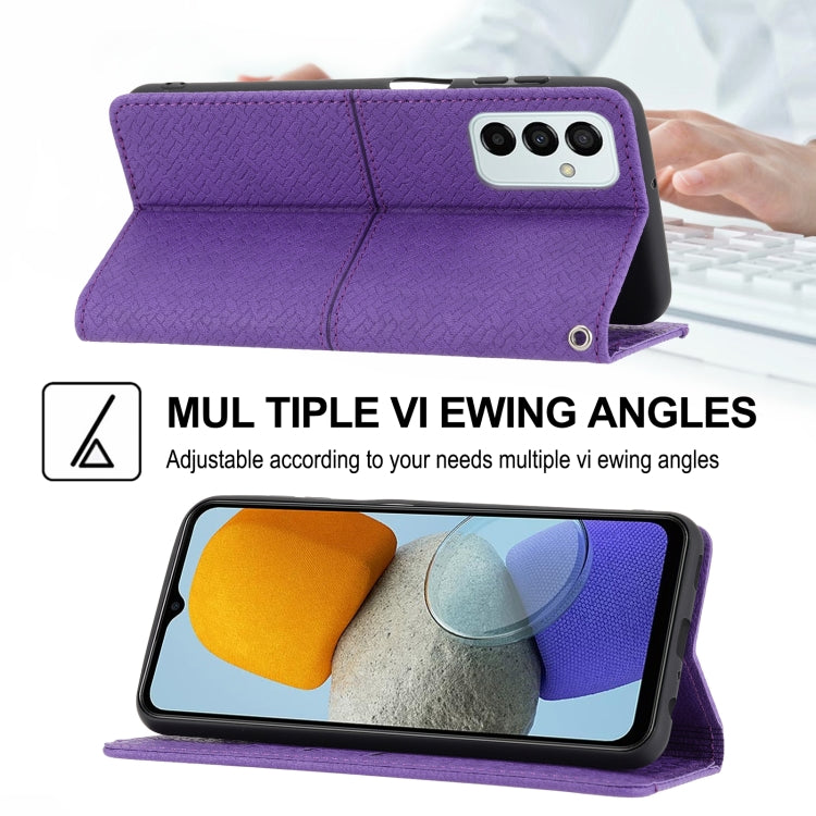 For Samsung Galaxy M23 / F23 5G Japanese Version Woven Texture Stitching Magnetic PU Leather Phone Case