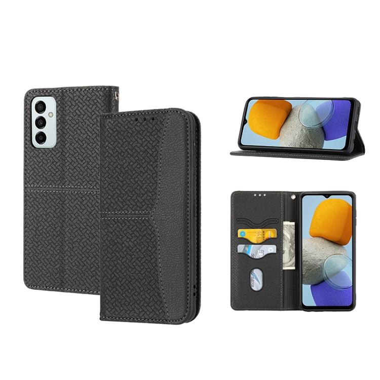 For Samsung Galaxy M23 / F23 5G Japanese Version Woven Texture Stitching Magnetic PU Leather Phone Case