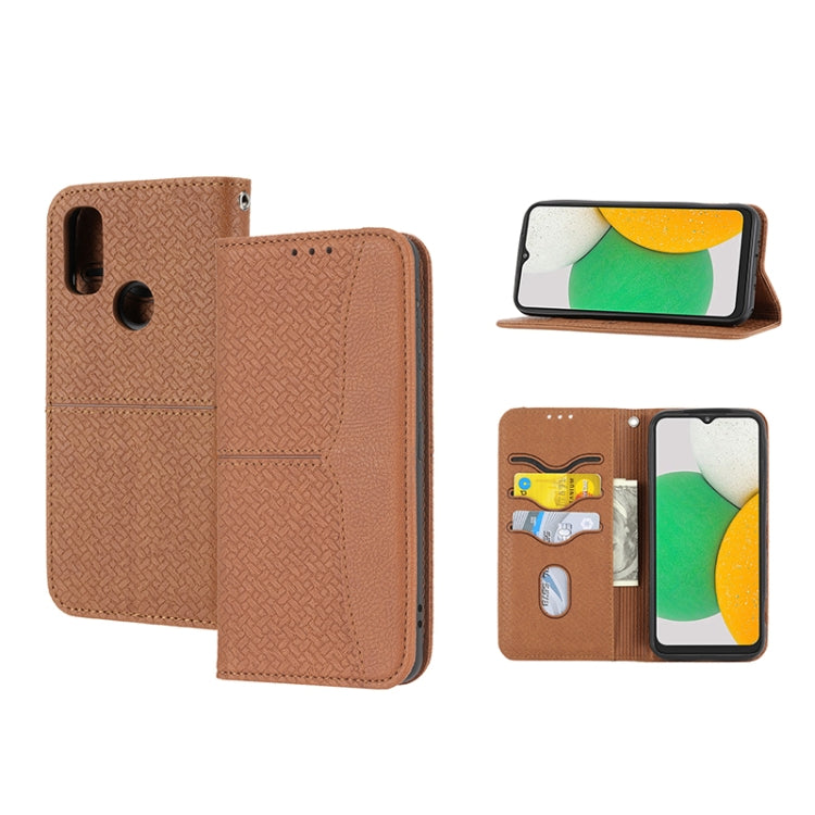 For Kyocera Android One S9 / Digno Sanga Edition Woven Texture Stitching Magnetic PU Leather Phone Case