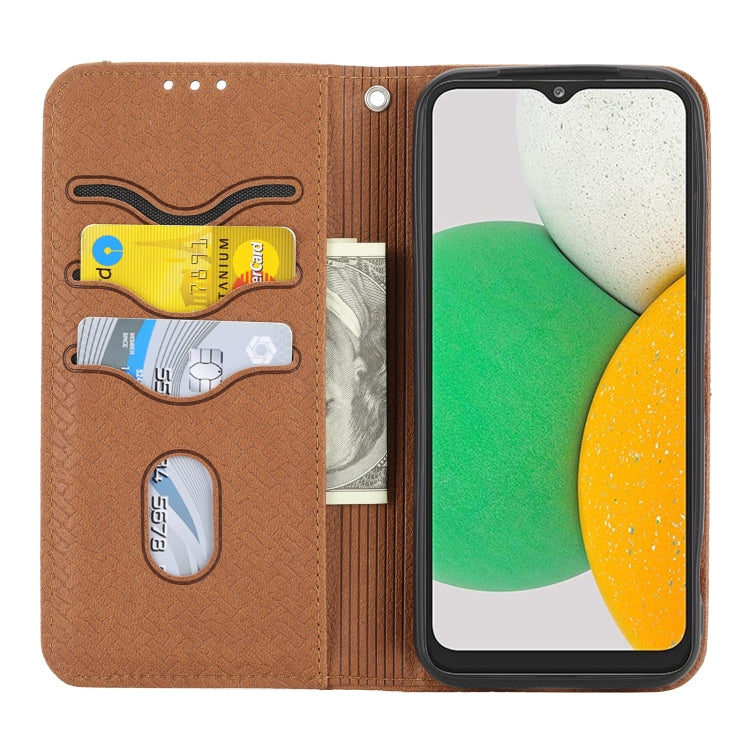 For Kyocera Android One S9 / Digno Sanga Edition Woven Texture Stitching Magnetic PU Leather Phone Case