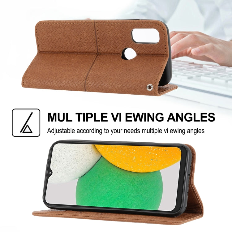 For Kyocera Android One S9 / Digno Sanga Edition Woven Texture Stitching Magnetic PU Leather Phone Case