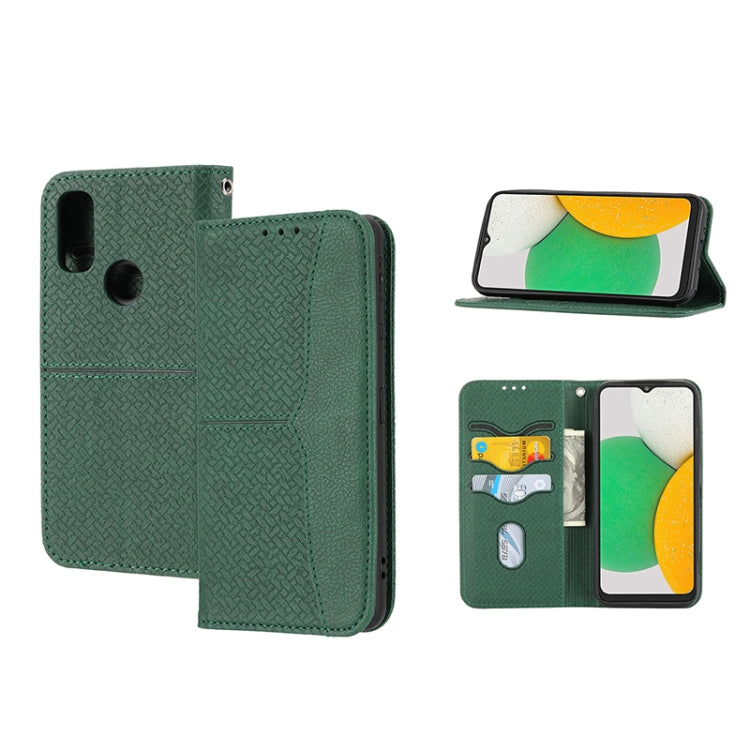 For Kyocera Android One S9 / Digno Sanga Edition Woven Texture Stitching Magnetic PU Leather Phone Case
