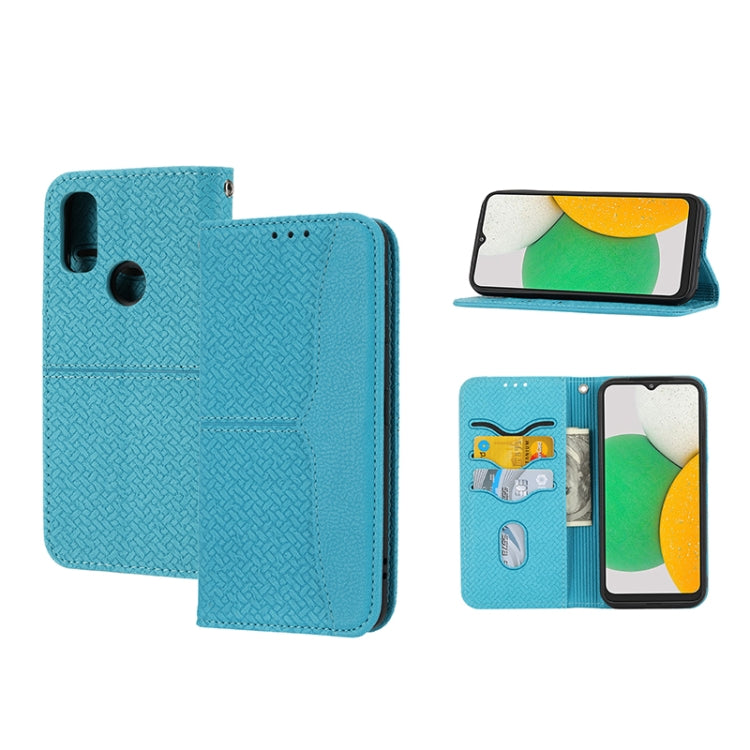 For Kyocera Android One S9 / Digno Sanga Edition Woven Texture Stitching Magnetic PU Leather Phone Case