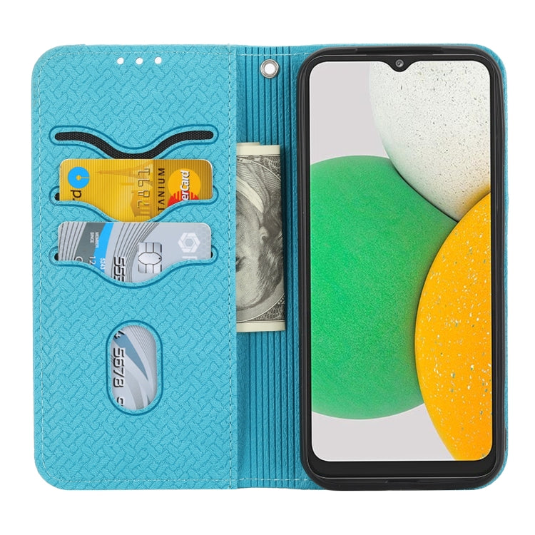 For Kyocera Android One S9 / Digno Sanga Edition Woven Texture Stitching Magnetic PU Leather Phone Case
