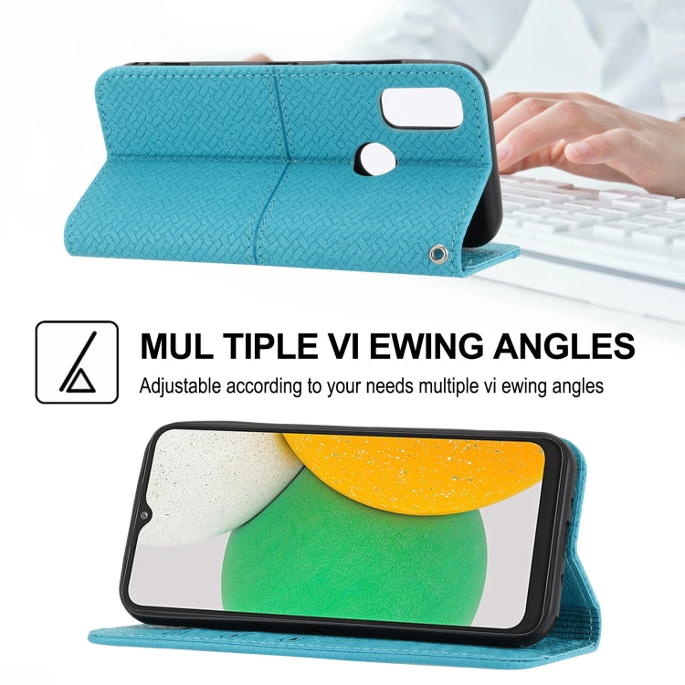 For Kyocera Android One S9 / Digno Sanga Edition Woven Texture Stitching Magnetic PU Leather Phone Case