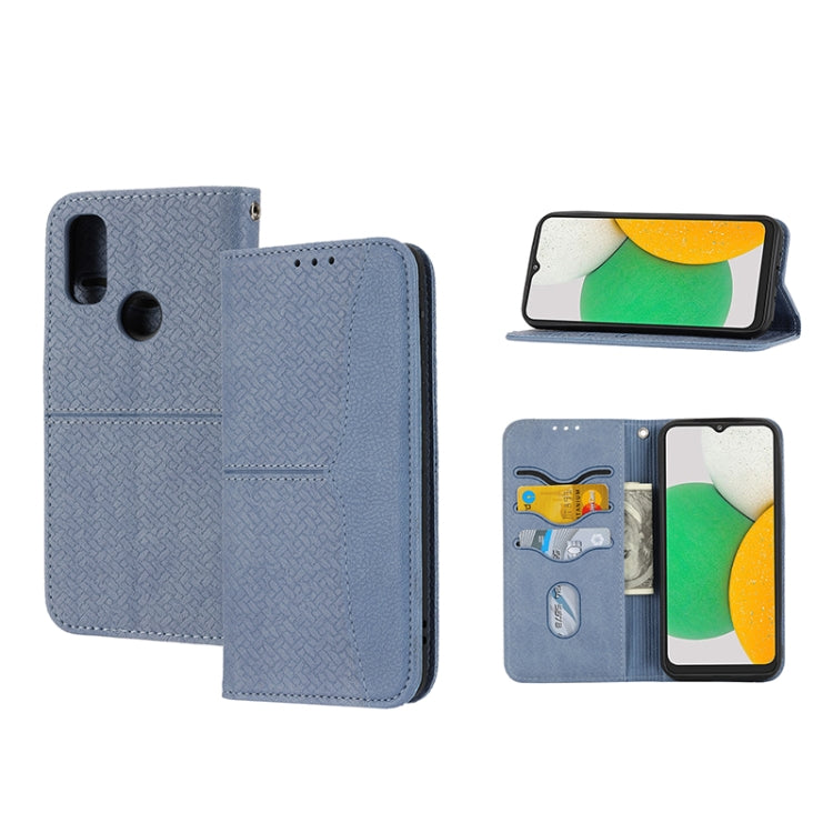 For Kyocera Android One S9 / Digno Sanga Edition Woven Texture Stitching Magnetic PU Leather Phone Case