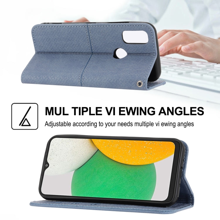 For Kyocera Android One S9 / Digno Sanga Edition Woven Texture Stitching Magnetic PU Leather Phone Case