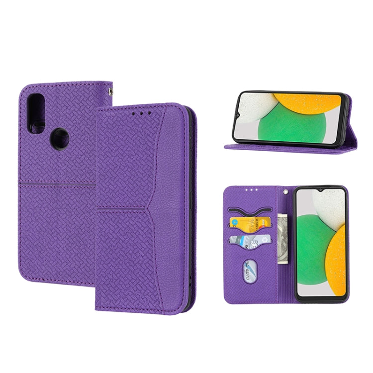 For Kyocera Android One S9 / Digno Sanga Edition Woven Texture Stitching Magnetic PU Leather Phone Case