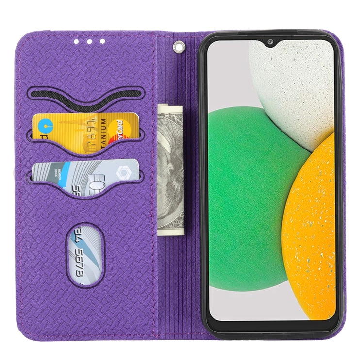 For Kyocera Android One S9 / Digno Sanga Edition Woven Texture Stitching Magnetic PU Leather Phone Case