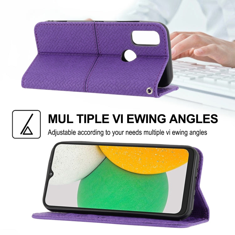 For Kyocera Android One S9 / Digno Sanga Edition Woven Texture Stitching Magnetic PU Leather Phone Case