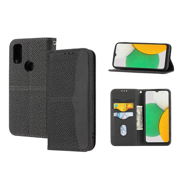 For Kyocera Android One S9 / Digno Sanga Edition Woven Texture Stitching Magnetic PU Leather Phone Case