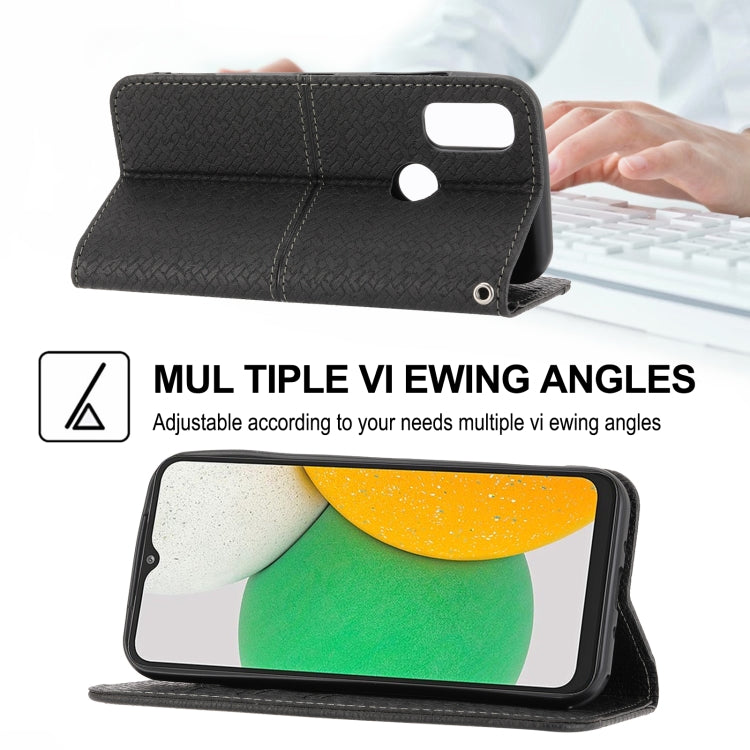 For Kyocera Android One S9 / Digno Sanga Edition Woven Texture Stitching Magnetic PU Leather Phone Case