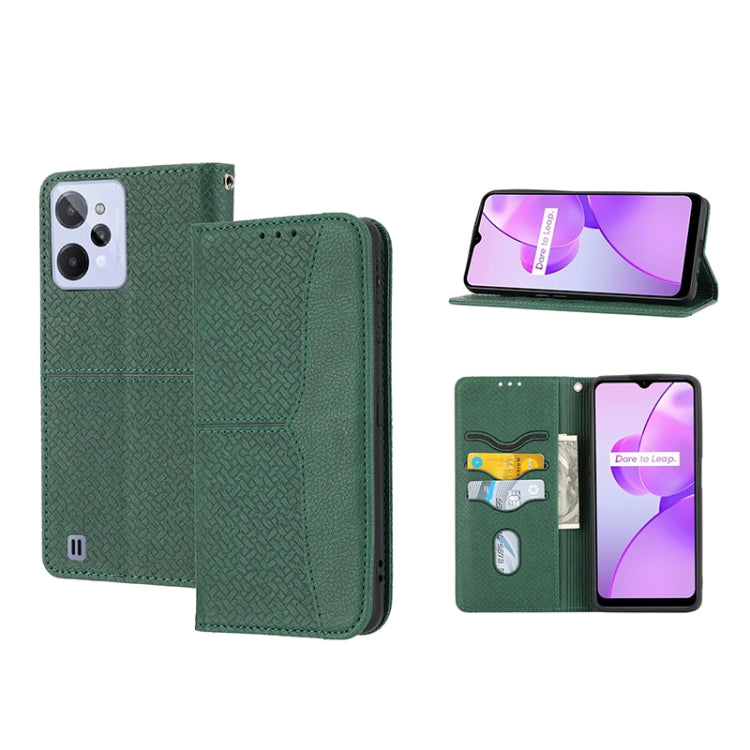 For OPPO Realme C31 4G Global Woven Texture Stitching Magnetic PU Leather Phone Case