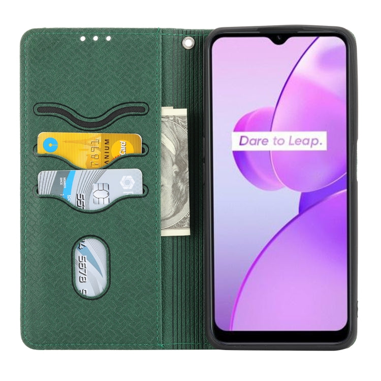For OPPO Realme C31 4G Global Woven Texture Stitching Magnetic PU Leather Phone Case