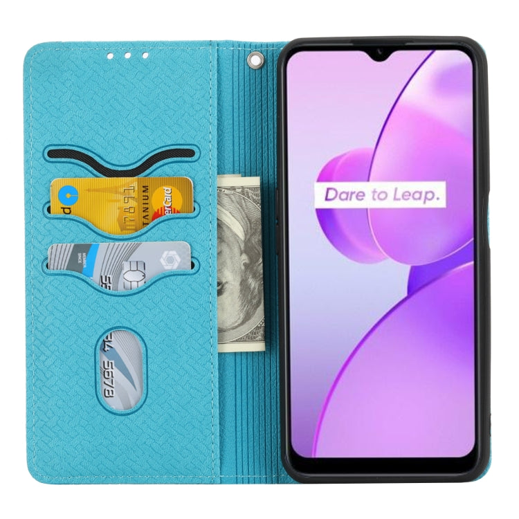 For OPPO Realme C31 4G Global Woven Texture Stitching Magnetic PU Leather Phone Case
