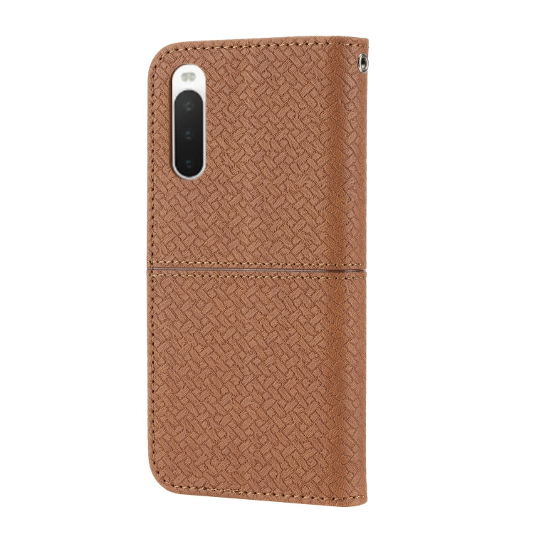 For Sony Xperia 10 IV Woven Texture Stitching Magnetic PU Leather Phone Case