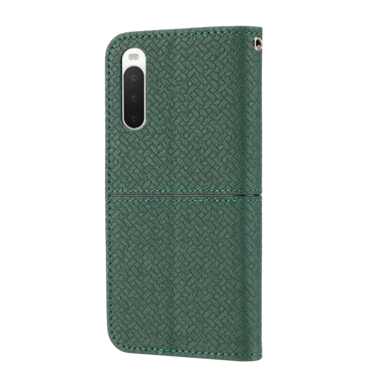 For Sony Xperia 10 IV Woven Texture Stitching Magnetic PU Leather Phone Case