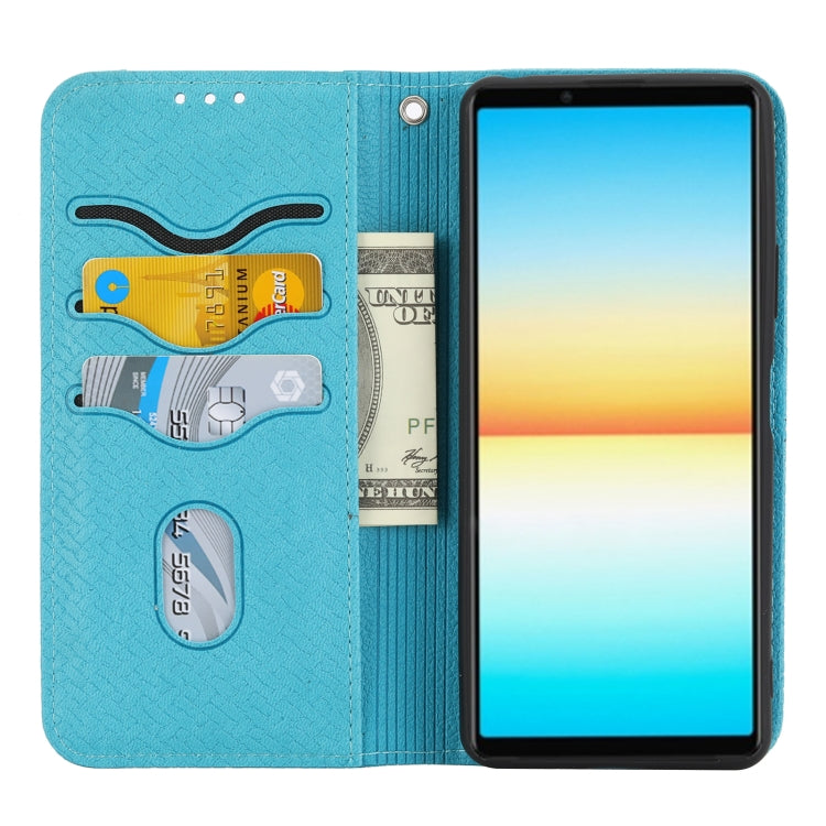 For Sony Xperia 10 IV Woven Texture Stitching Magnetic PU Leather Phone Case