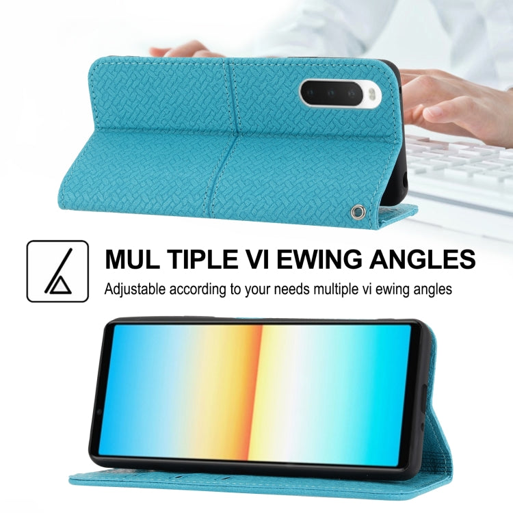 For Sony Xperia 10 IV Woven Texture Stitching Magnetic PU Leather Phone Case